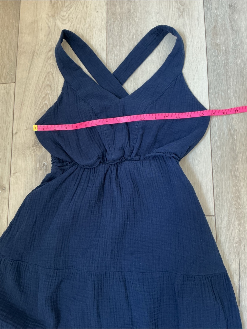 Steve Madden Navy Tiered V-Neck Midi Dress with Cross Back - Picture 6 of 8